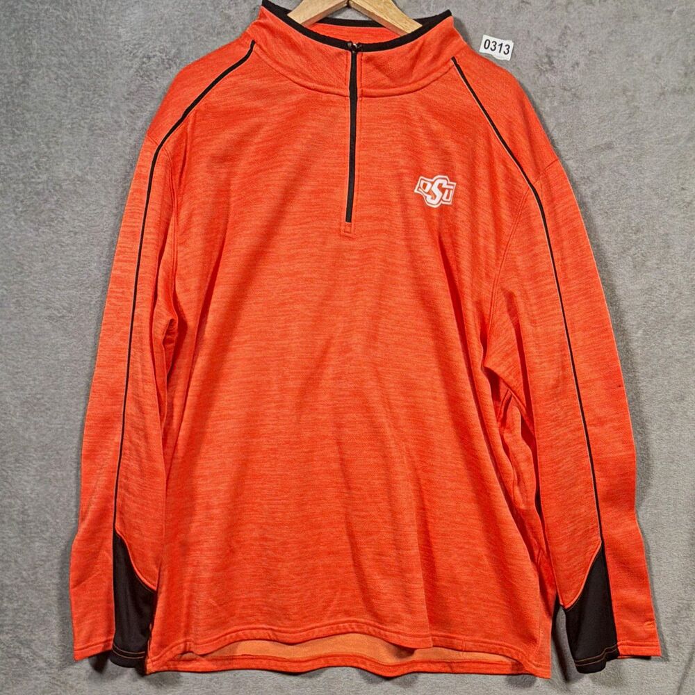 Colosseum Oklahoma State Cowboys NCAA Mens 1/4 Zip Pullover Orange/Black 3XL